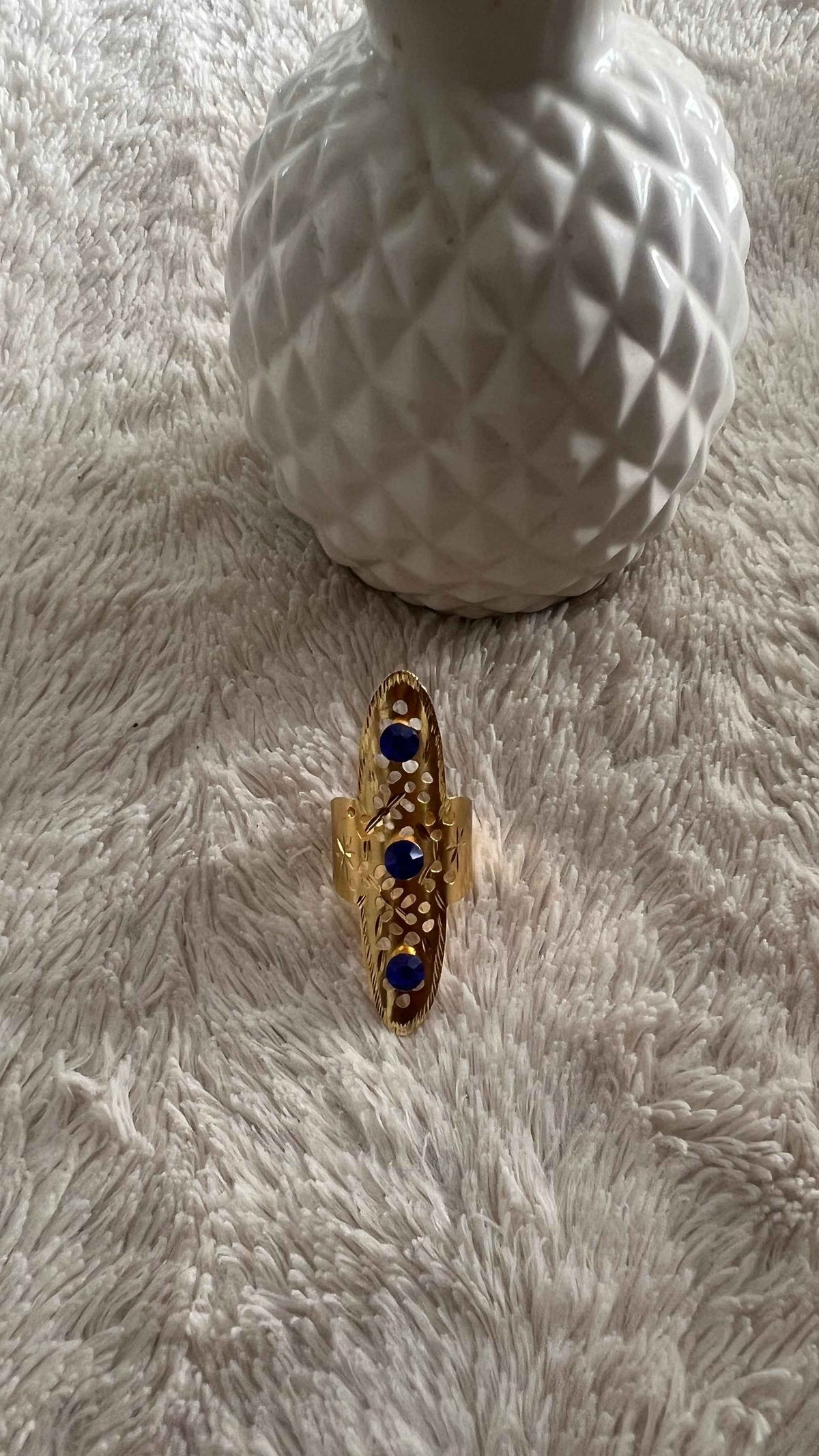 Bague longue or et argent