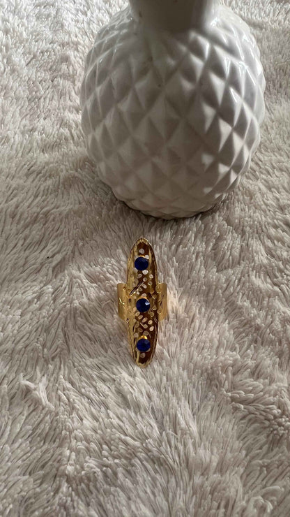 Bague longue or et argent