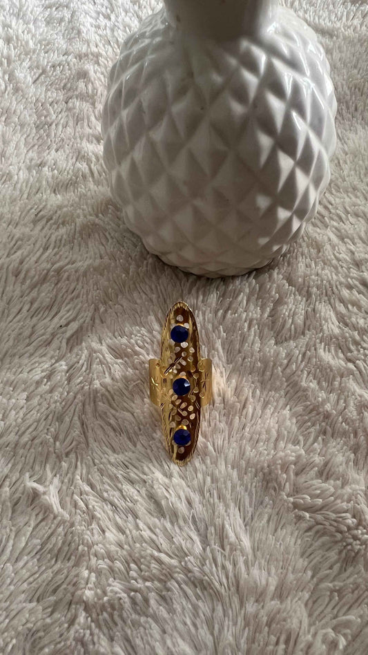 Bague longue or et argent