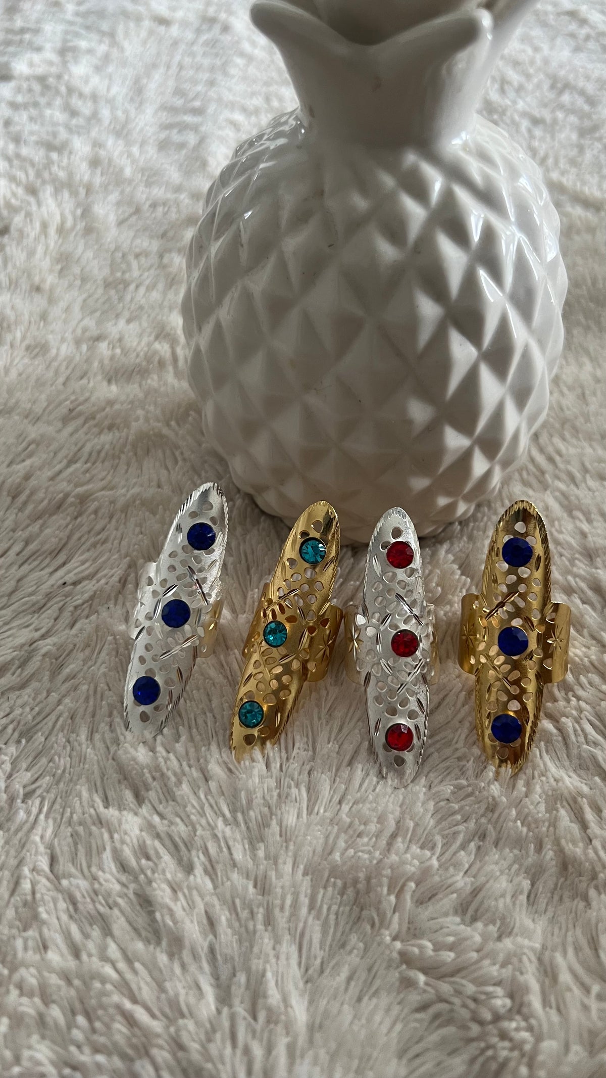 Bague longue or et argent