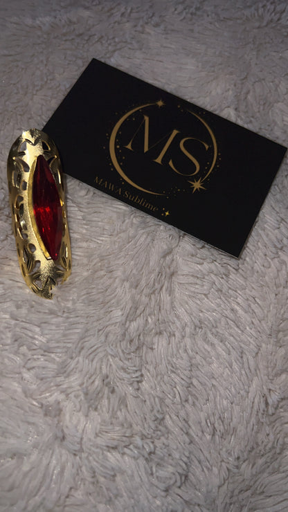Bague plaqué or Rouge