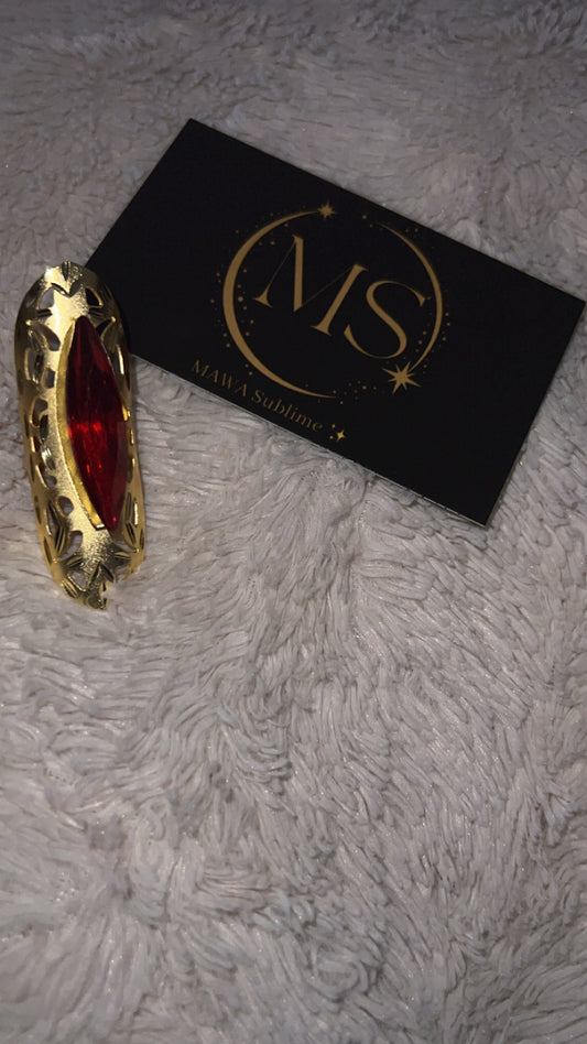 Bague plaqué or Rouge