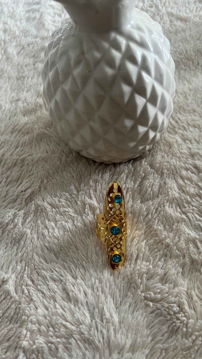 Bague longue or et argent