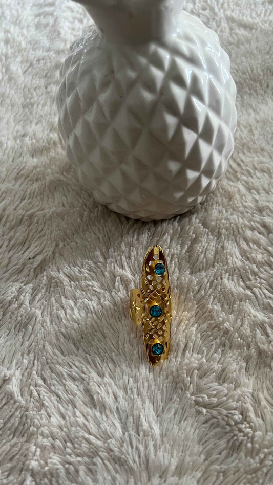 Bague longue or et argent
