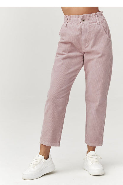  Pantalon en velours côtelé model 223241 Makadamia 
