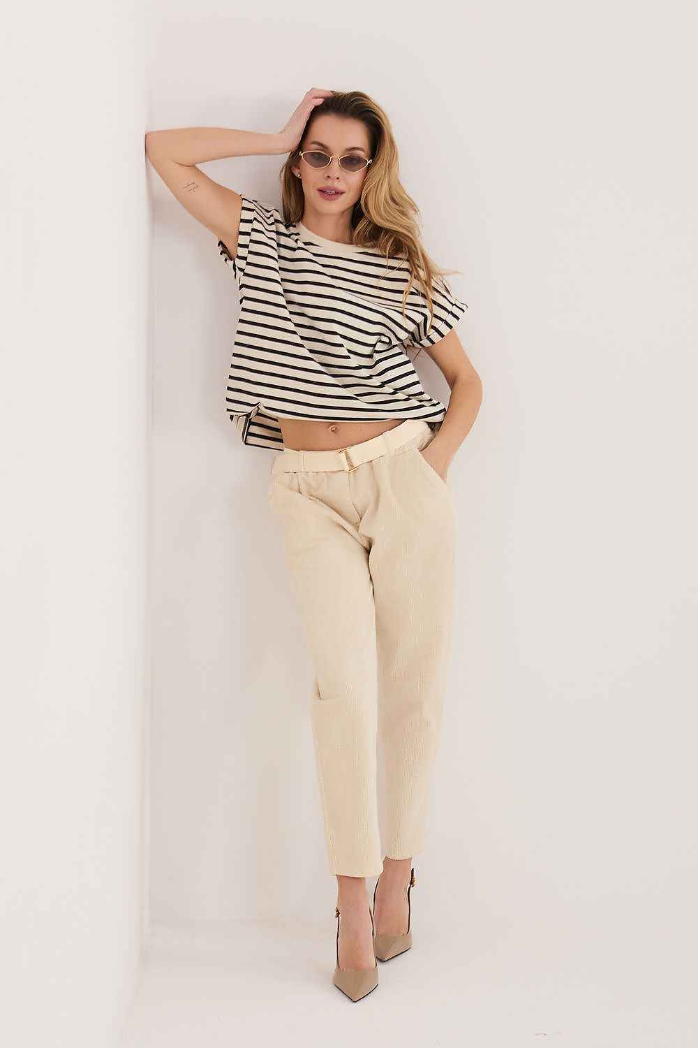 Pantalon en velours côtelé Italy Moda